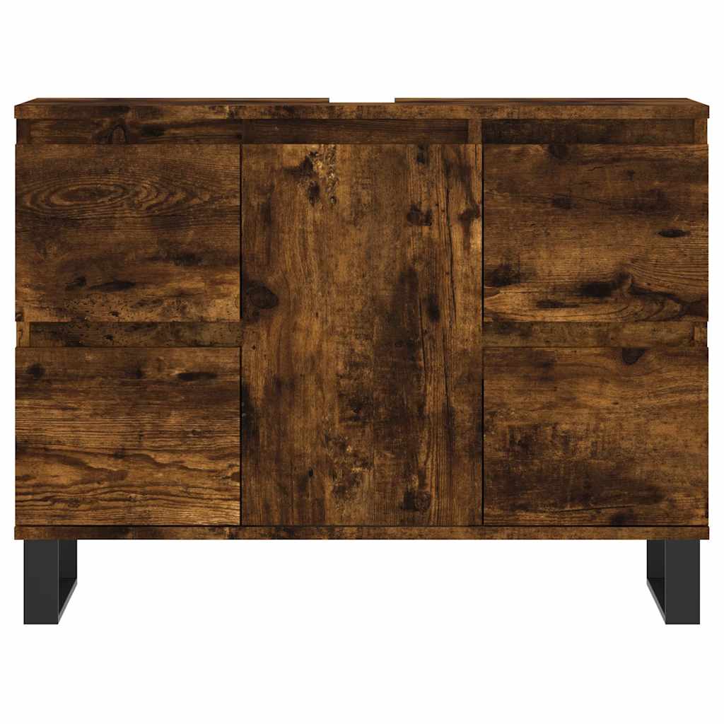 badeværelsesskab 80x33x60 cm konstrueret træ røget egetræsfarve