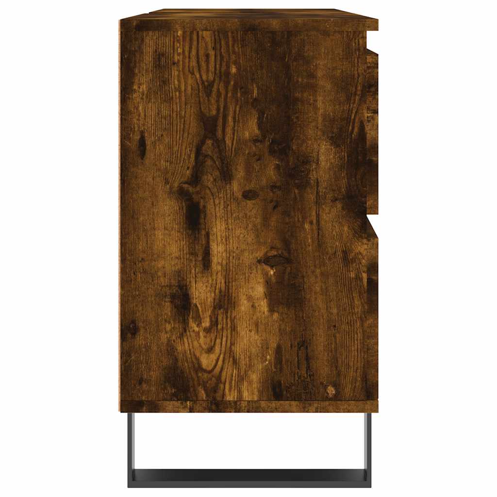 badeværelsesskab 80x33x60 cm konstrueret træ røget egetræsfarve
