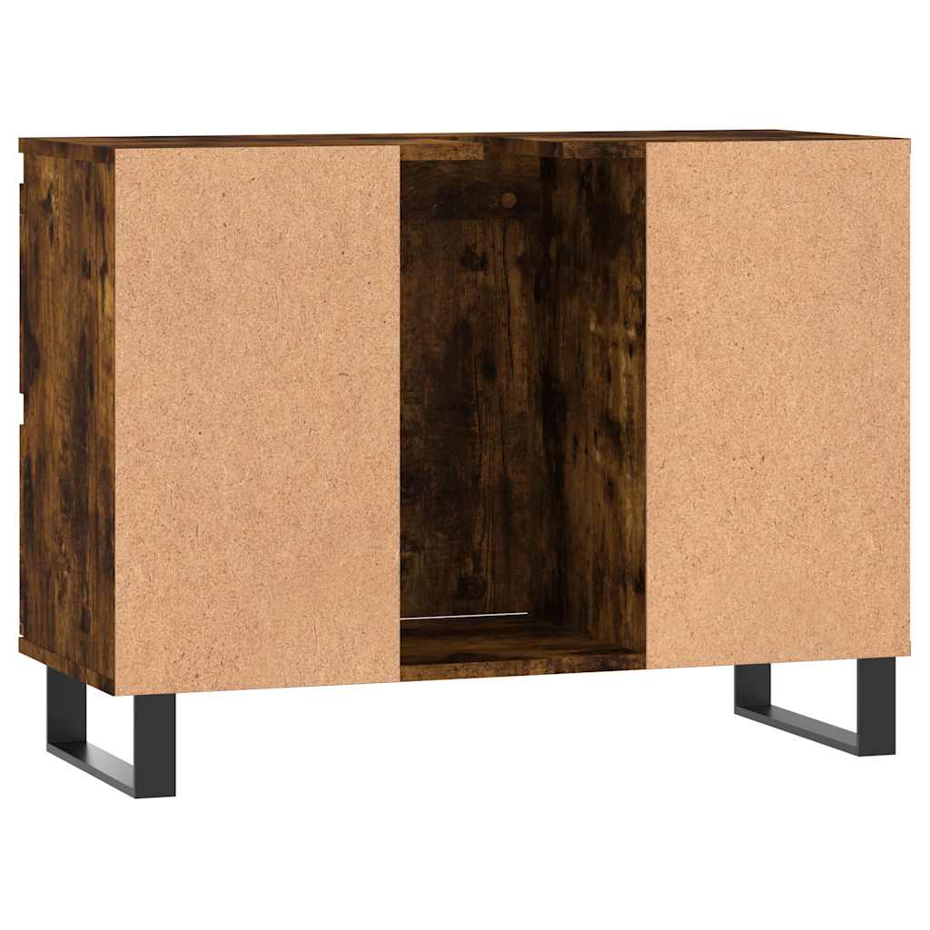 badeværelsesskab 80x33x60 cm konstrueret træ røget egetræsfarve
