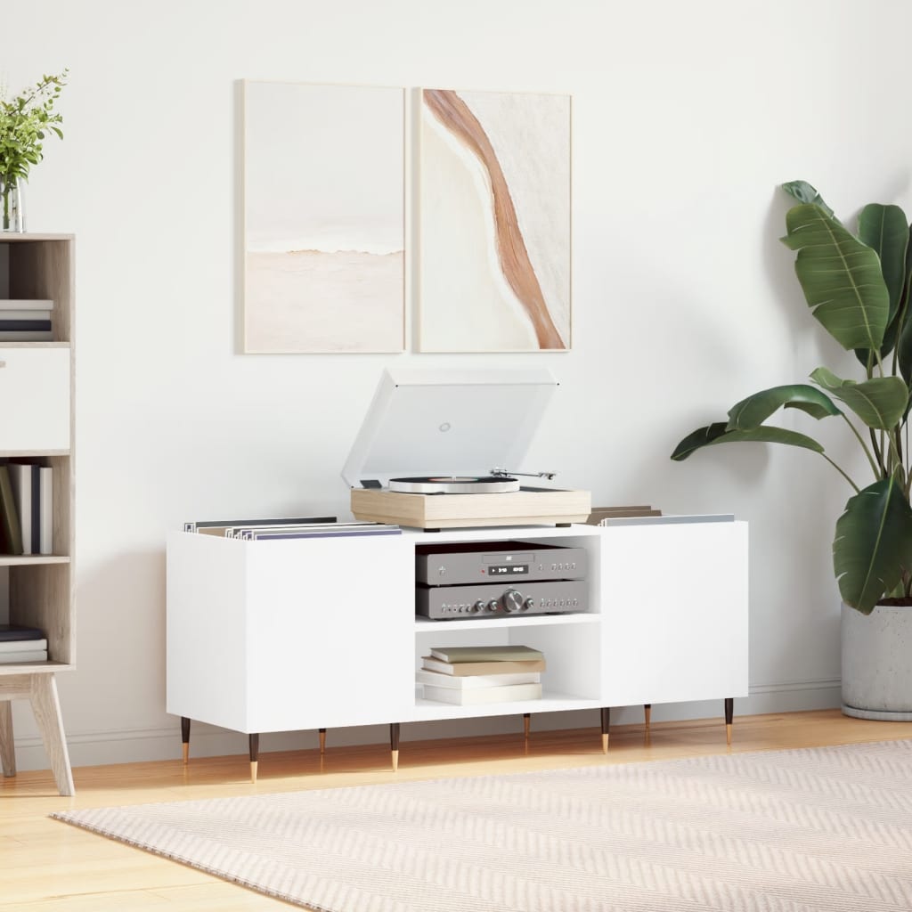 vinylskab 121x38x48 cm konstrueret træ hvid