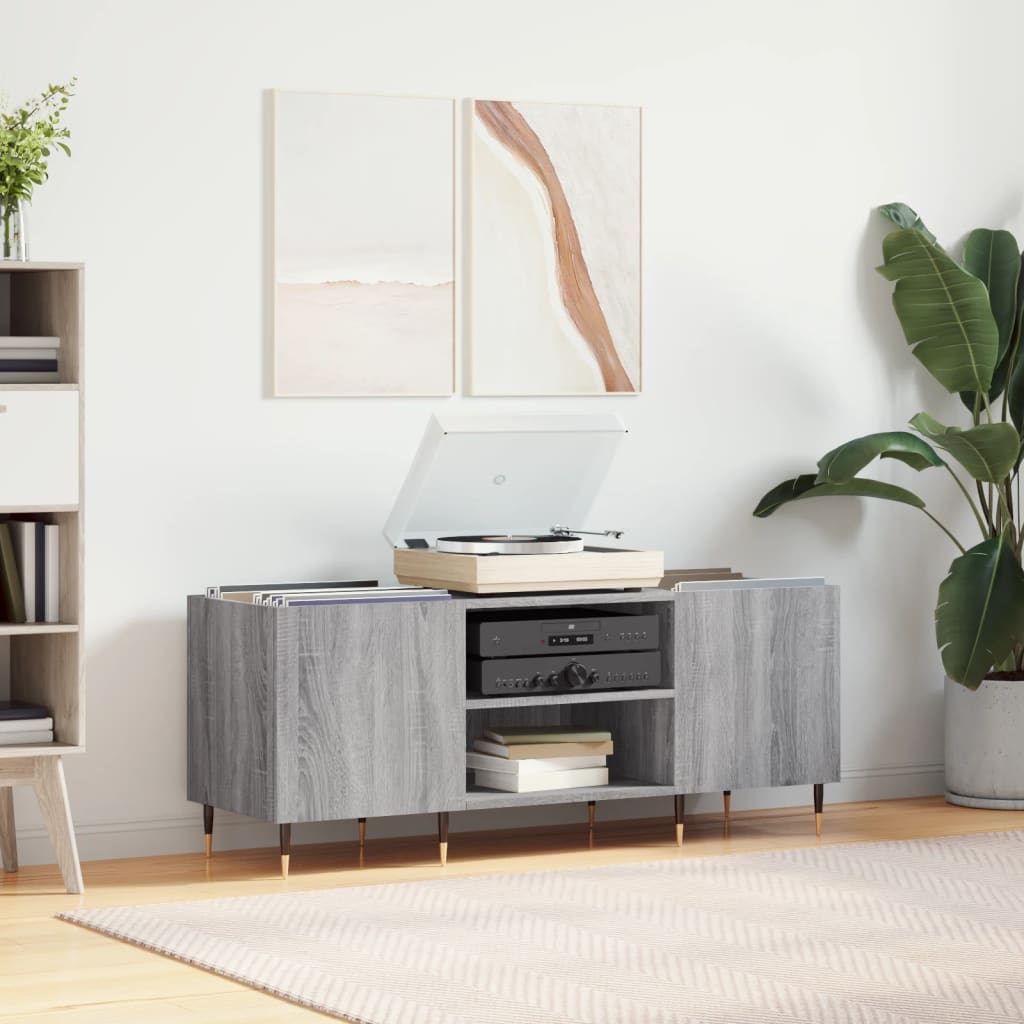 vinylskab 121x38x48 cm konstrueret træ grå sonoma-eg