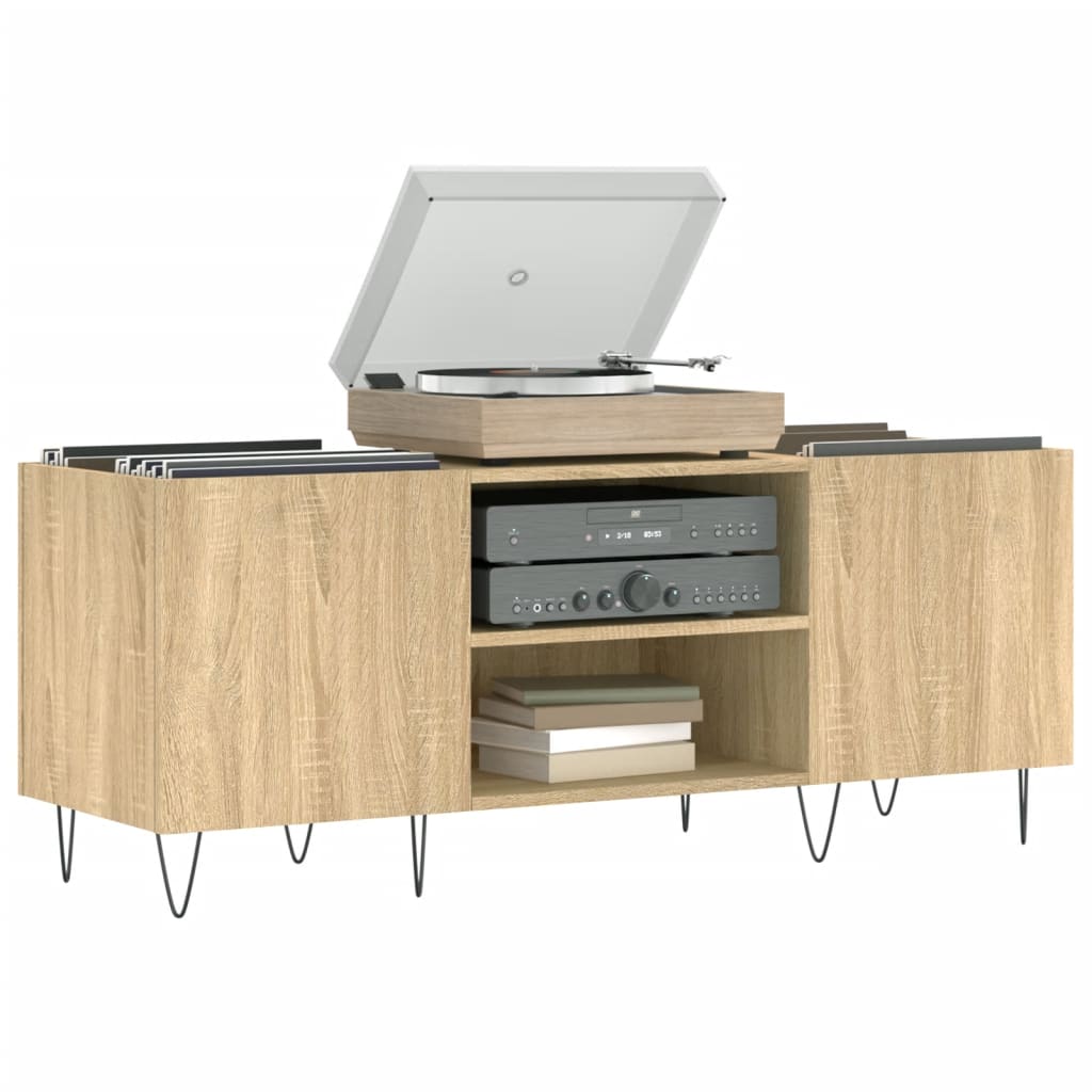 vinylskab 121x38x48 cm konstrueret træ sonoma-eg