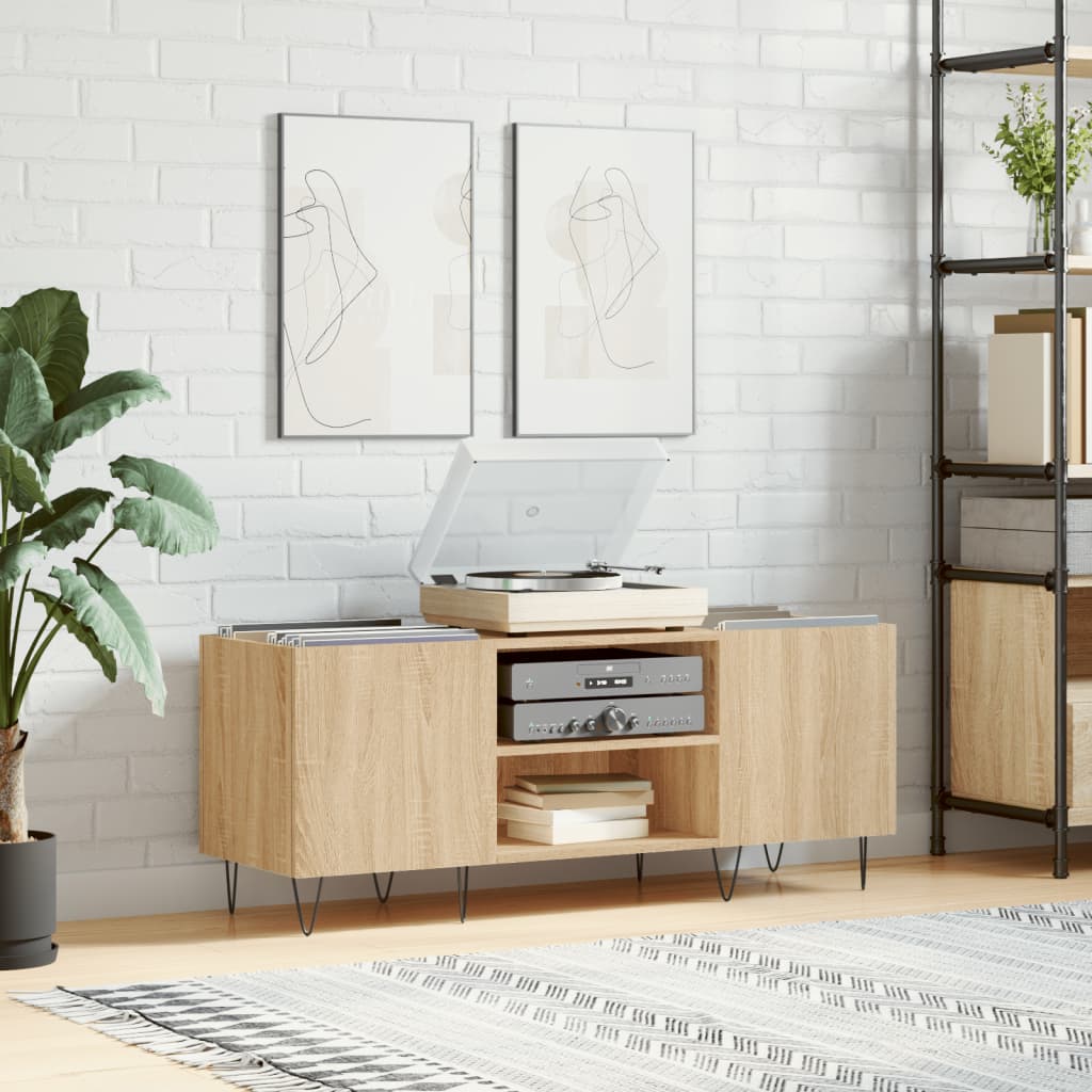 vinylskab 121x38x48 cm konstrueret træ sonoma-eg