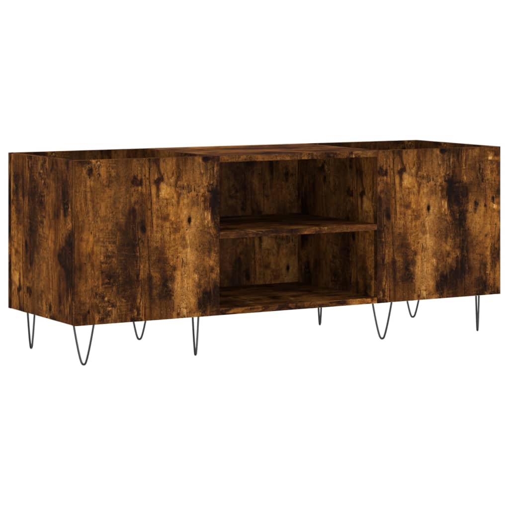 vinylskab 121x38x48 cm konstrueret træ røget egetræsfarve