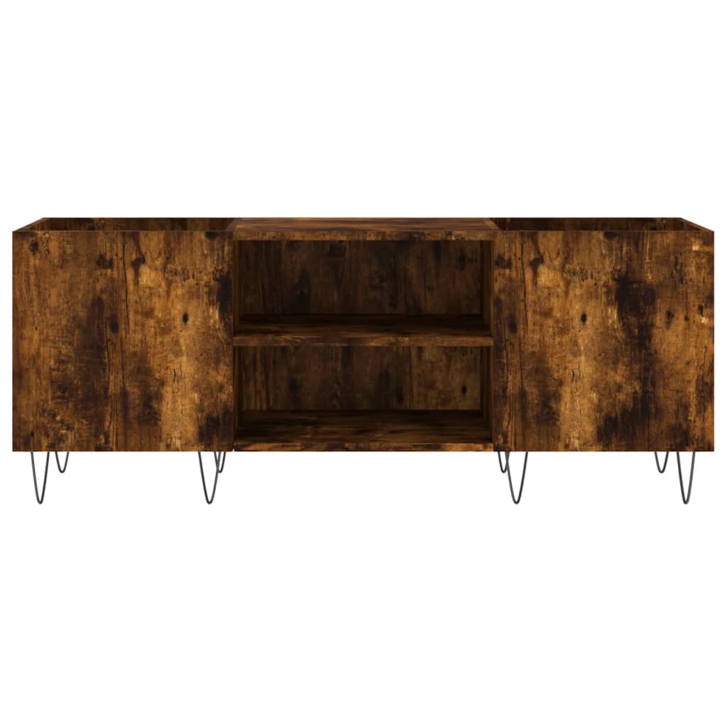 vinylskab 121x38x48 cm konstrueret træ røget egetræsfarve