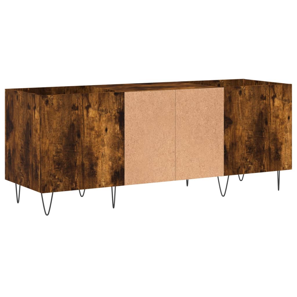 vinylskab 121x38x48 cm konstrueret træ røget egetræsfarve