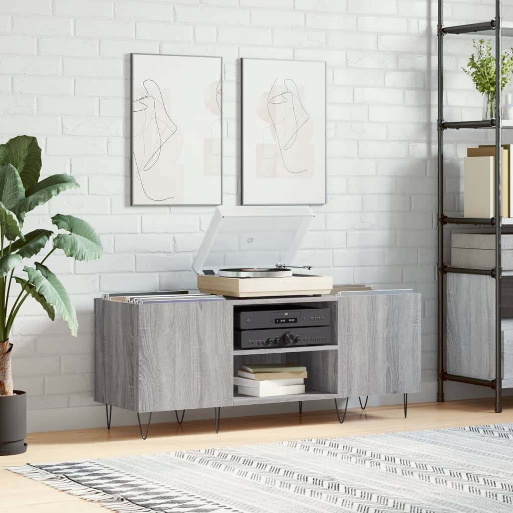 vinylskab 121x38x48 cm konstrueret træ grå sonoma-eg