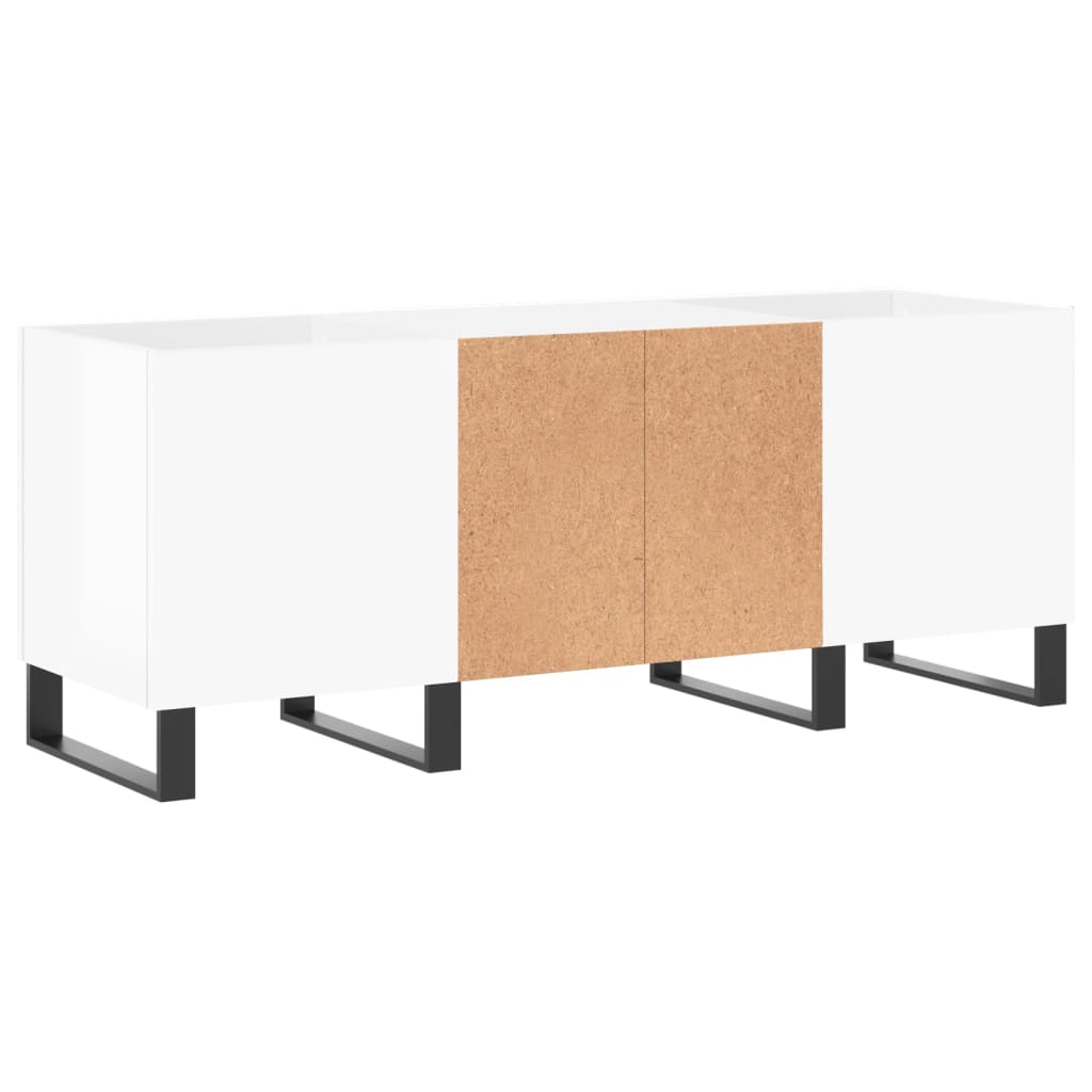vinylskab 121x38x48 cm konstrueret træ hvid højglans