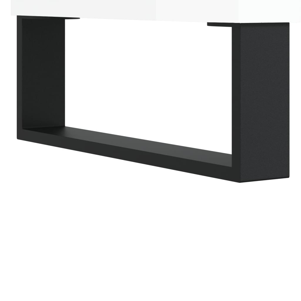 vinylskab 121x38x48 cm konstrueret træ hvid højglans