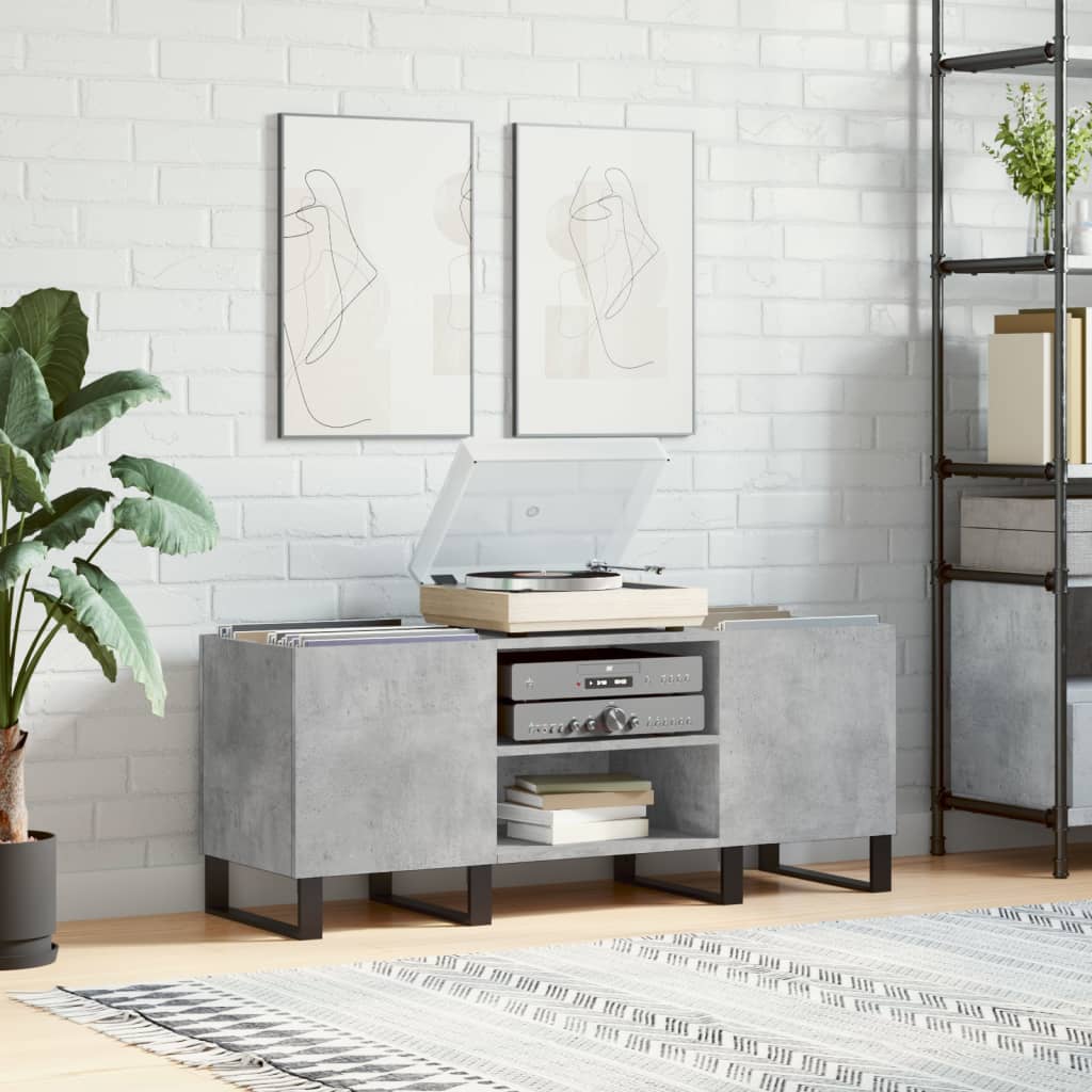 vinylskab 121x38x48 cm konstrueret træ betongrå