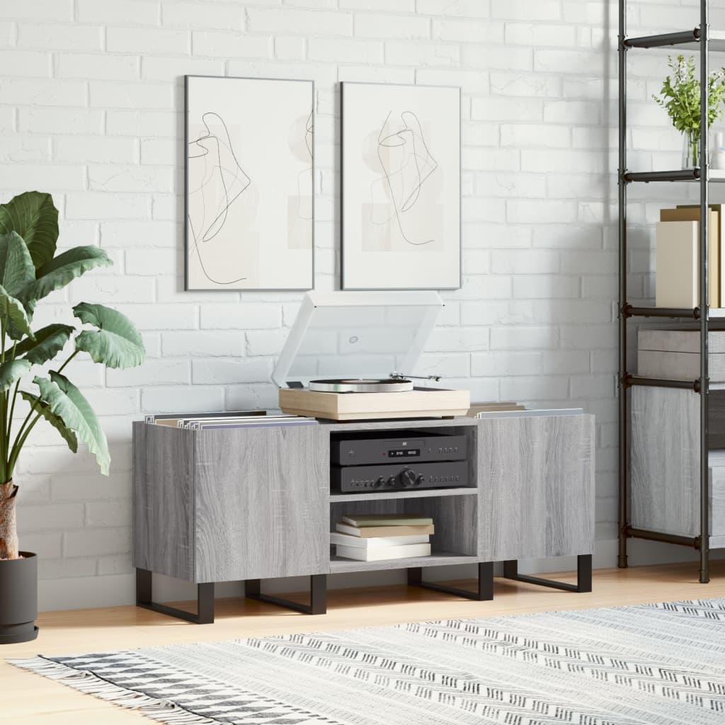 vinylskab 121x38x48 cm konstrueret træ grå sonoma-eg
