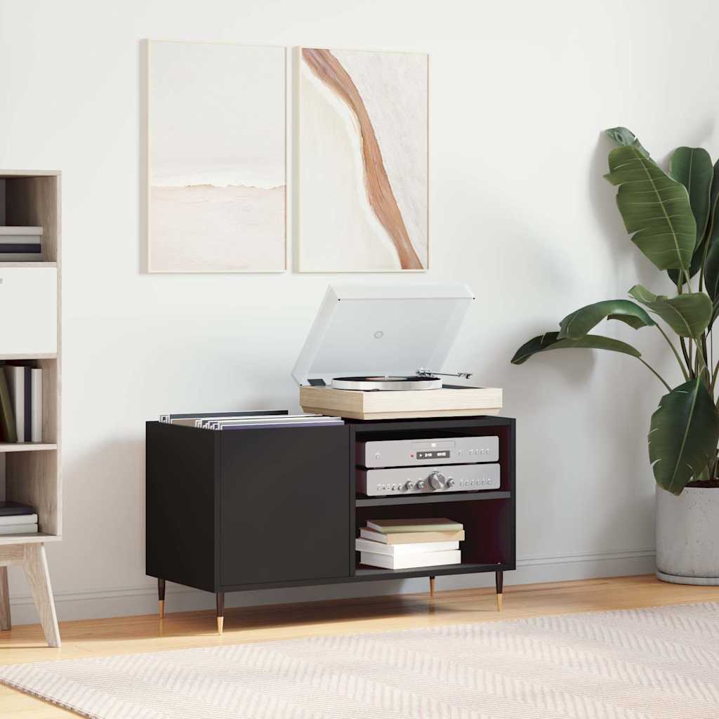 vinylskab 85x38x48 cm konstrueret træ sort