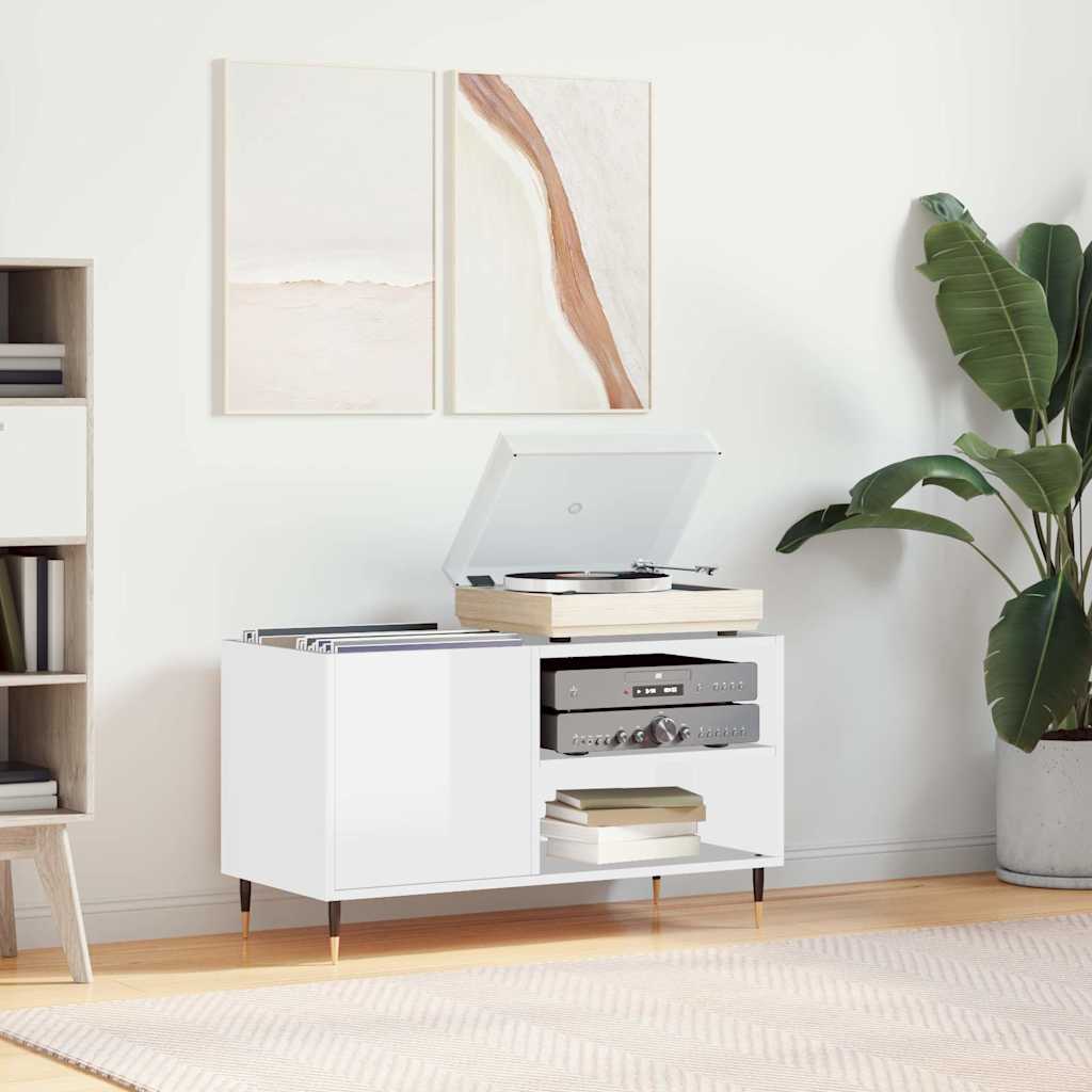 vinylskab 85x38x48 cm konstrueret træ hvid højglans