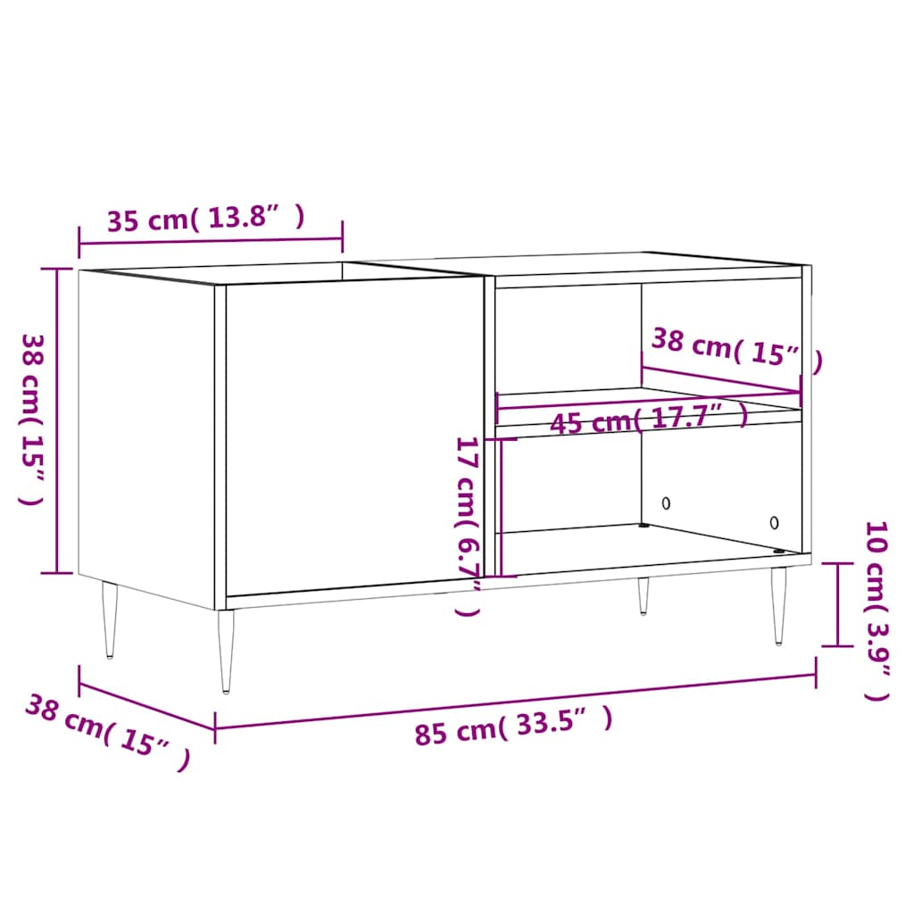 vinylskab 85x38x48 cm konstrueret træ sonoma-eg