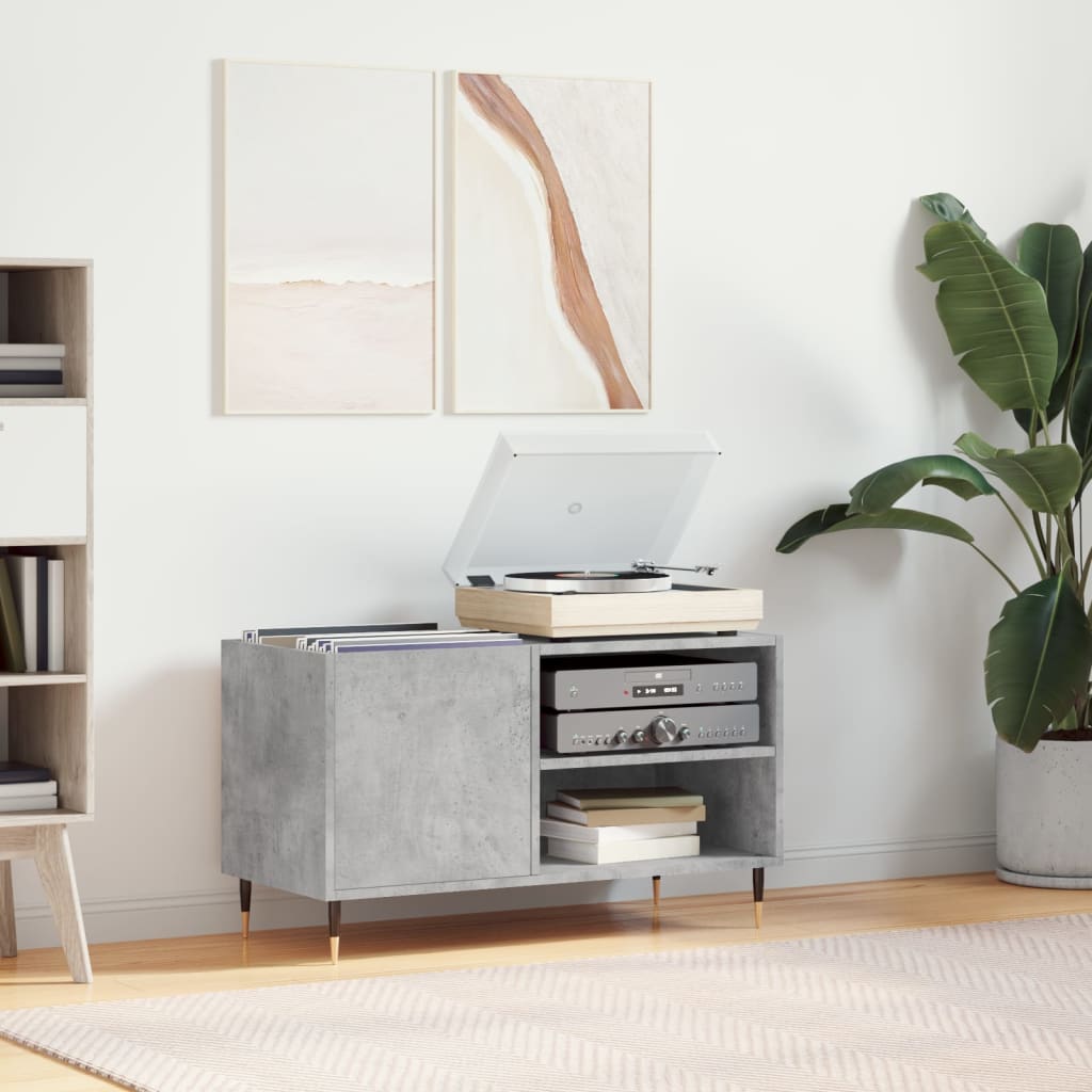 vinylskab 85x38x48 cm konstrueret træ betongrå