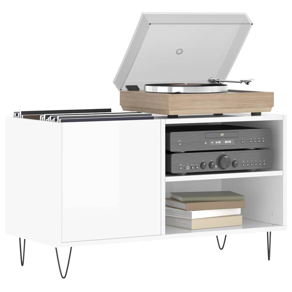 vinylskab 85x38x48 cm konstrueret træ hvid højglans