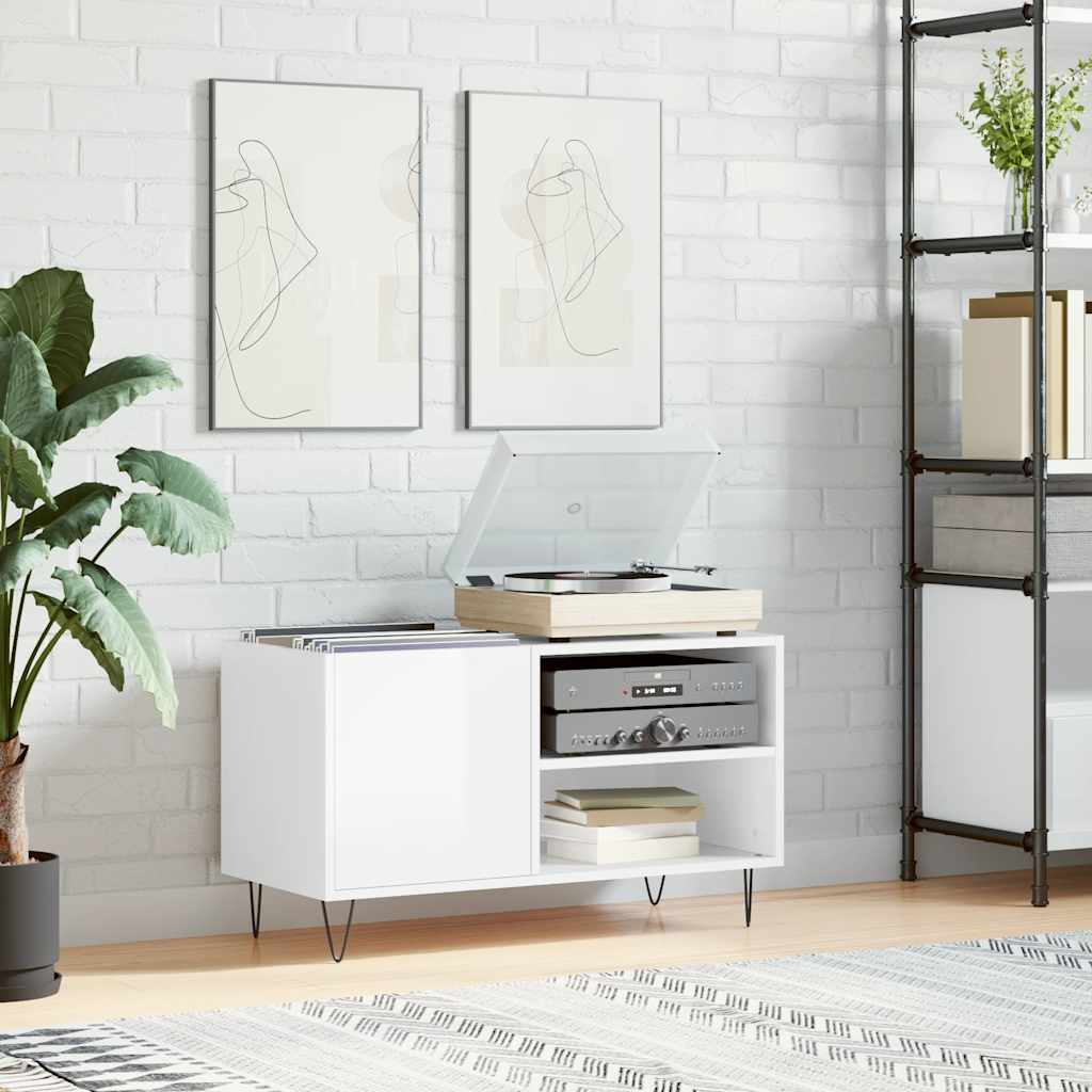 vinylskab 85x38x48 cm konstrueret træ hvid højglans