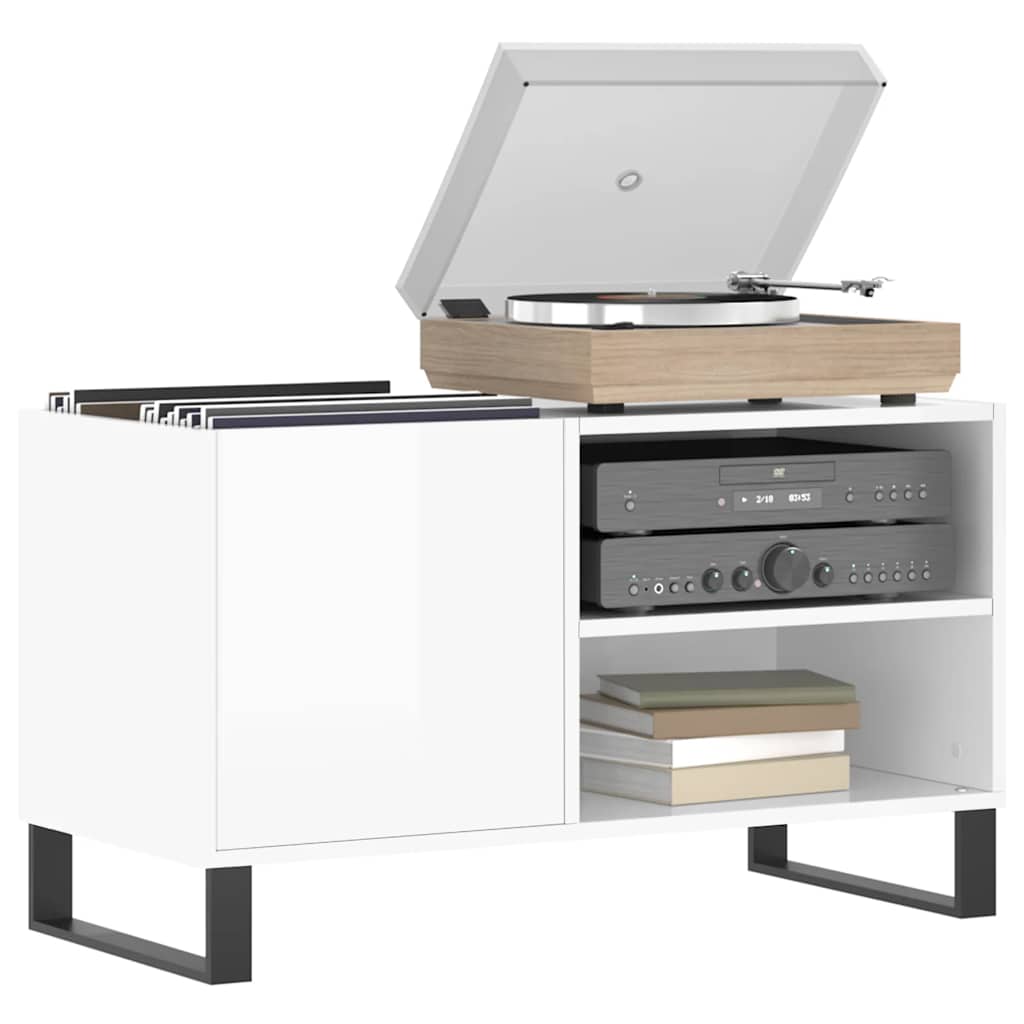 vinylskab 85x38x48 cm konstrueret træ hvid højglans