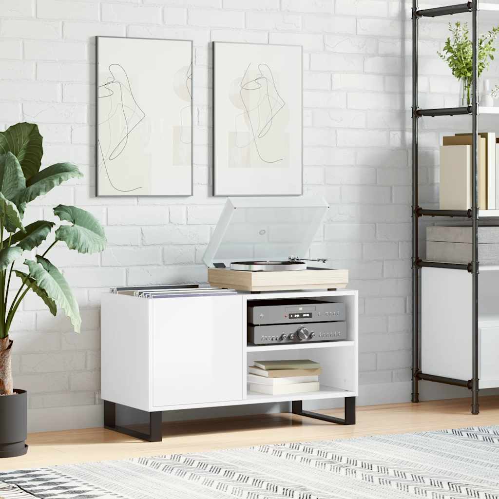 vinylskab 85x38x48 cm konstrueret træ hvid højglans