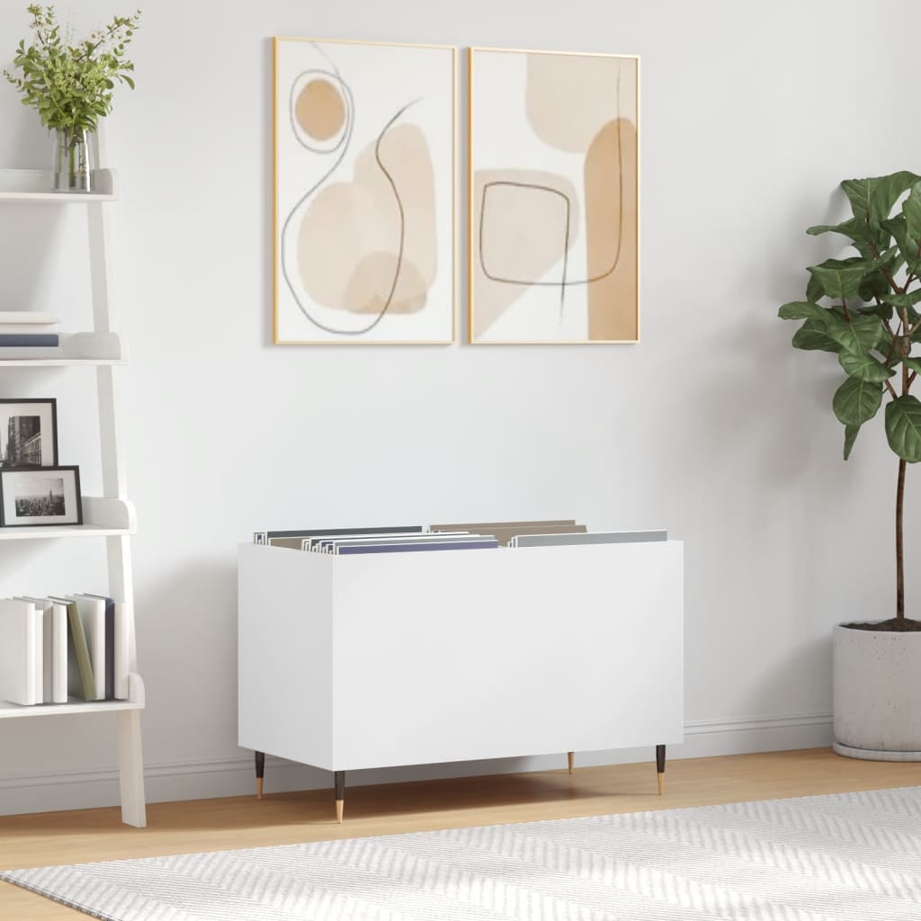 vinylskab 74,5x38x48 cm konstrueret træ hvid