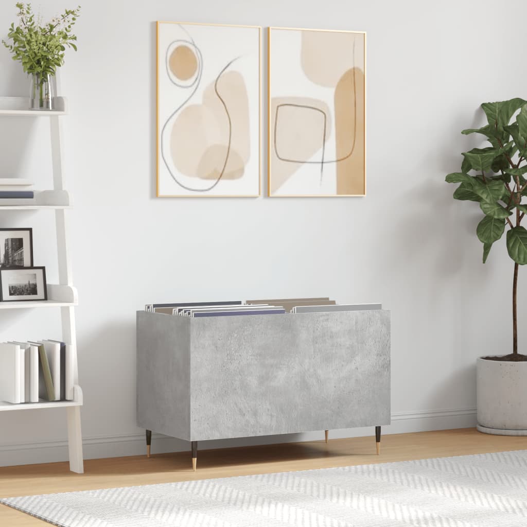 vinylskab 74,5x38x48 cm konstrueret træ betongrå