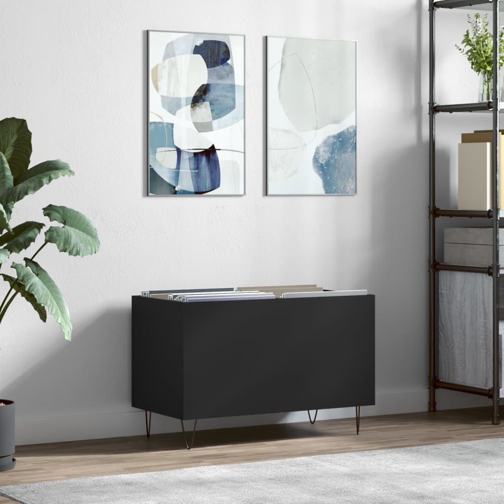 vinylskab 74,5x38x48 cm konstrueret træ sort