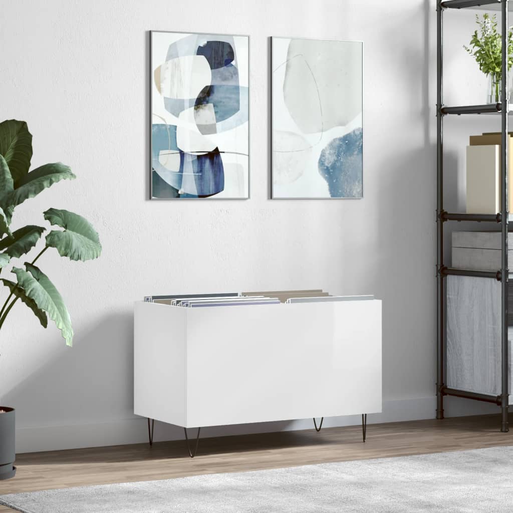 vinylskab 74,5x38x48 cm konstrueret træ hvid højglans