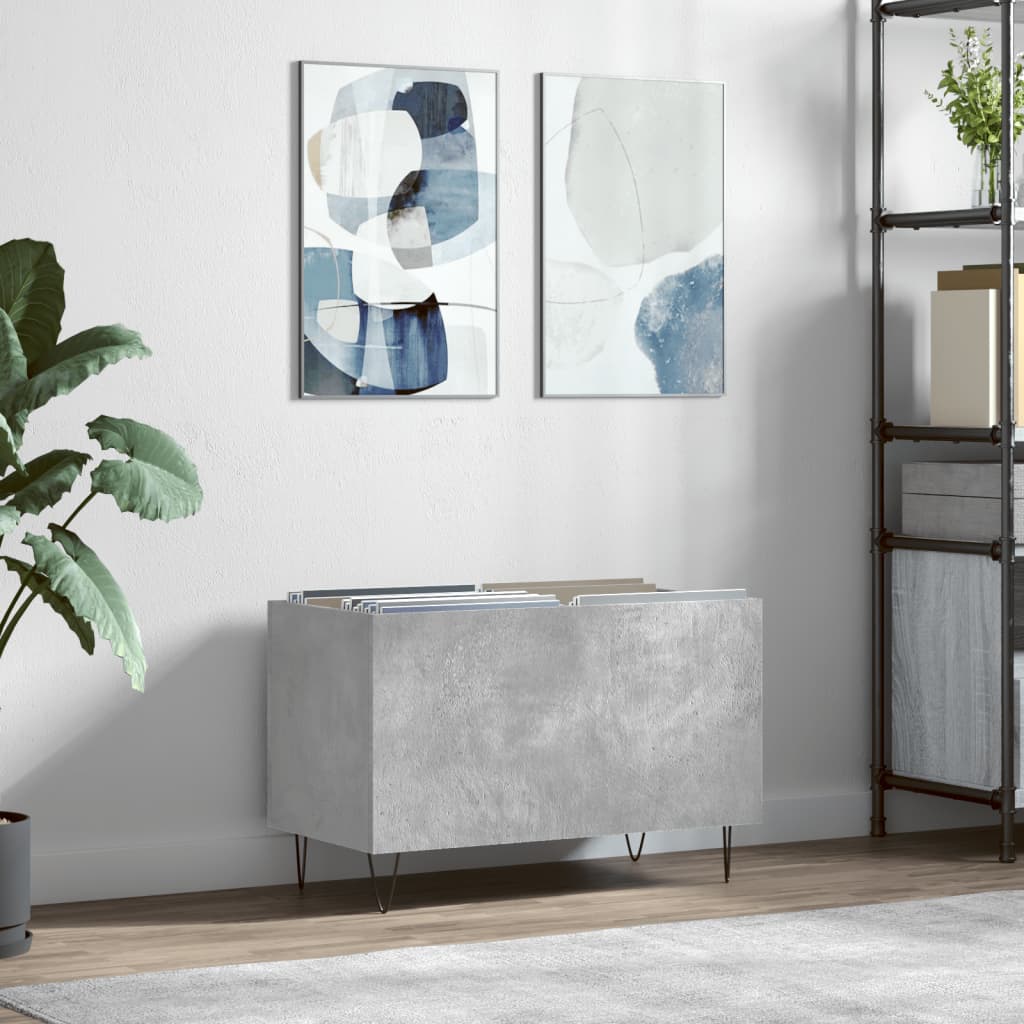 vinylskab 74,5x38x48 cm konstrueret træ betongrå