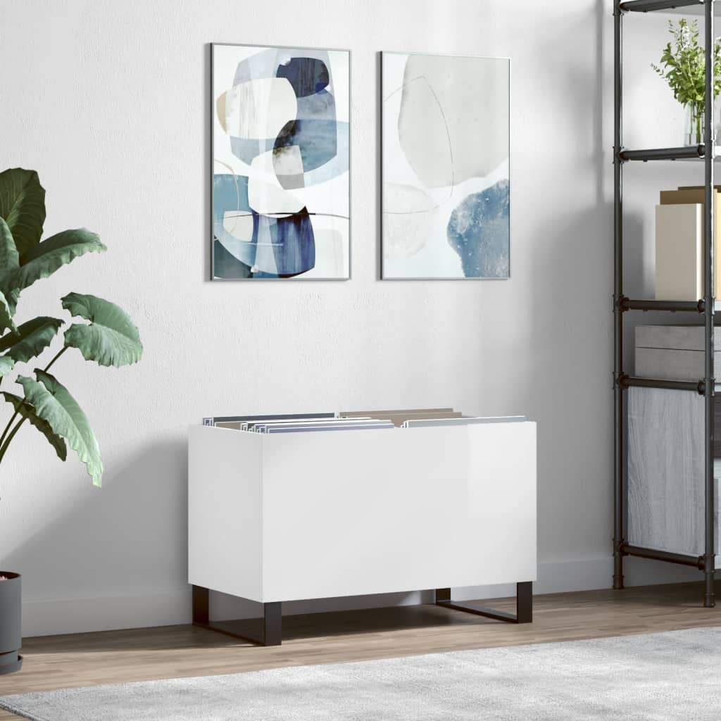 vinylskab 74,5x38x48 cm konstrueret træ hvid højglans