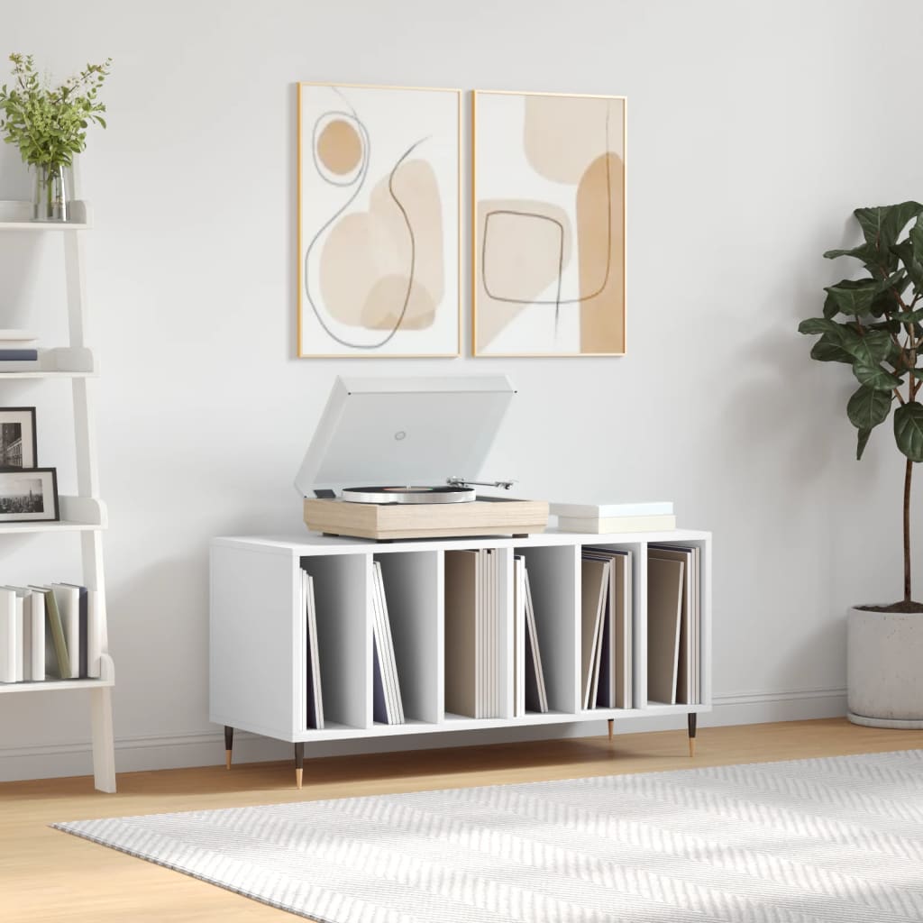 vinylskab 100x38x48 cm konstrueret træ hvid