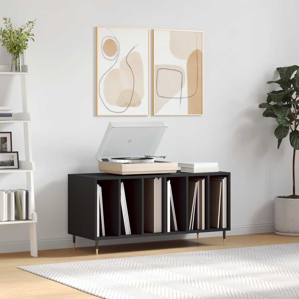 vinylskab 100x38x48 cm konstrueret træ sort