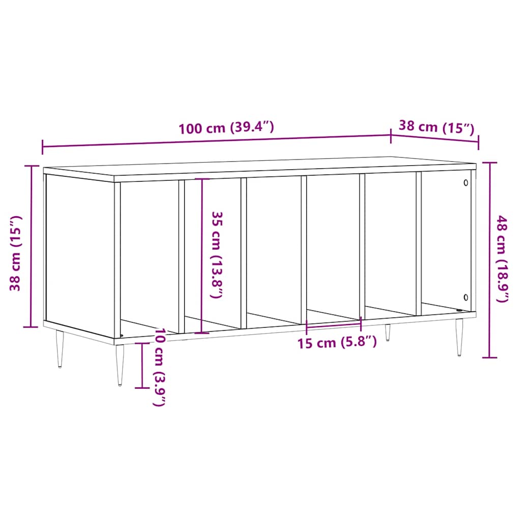 vinylskab 100x38x48 cm konstrueret træ sonoma-eg