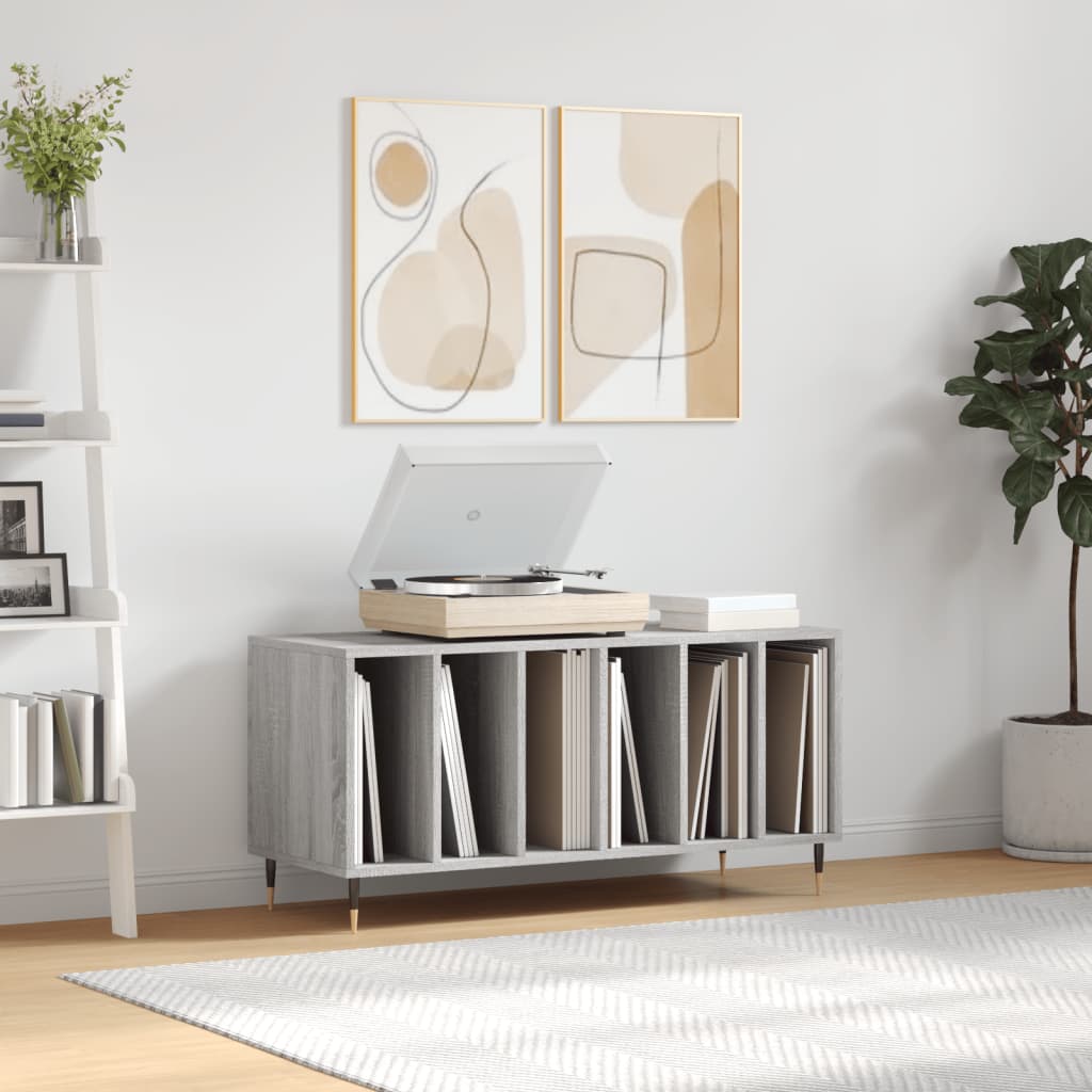 vinylskab 100x38x48 cm konstrueret træ grå sonoma-eg