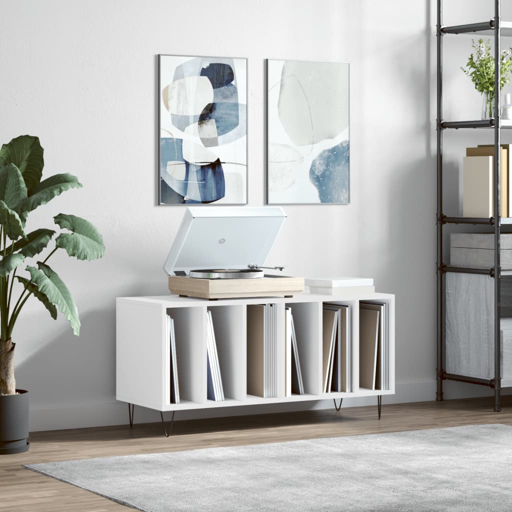 vinylskab 100x38x48 cm konstrueret træ hvid