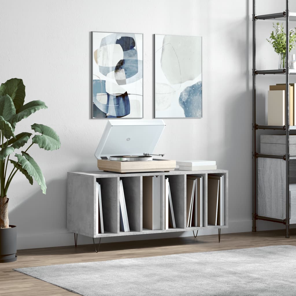 vinylskab 100x38x48 cm konstrueret træ betongrå