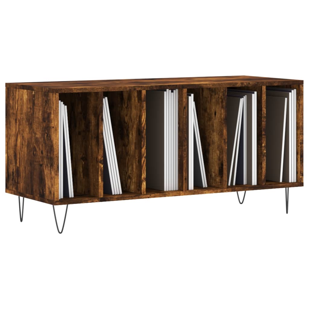 vinylskab 100x38x48 cm konstrueret træ røget egetræsfarve