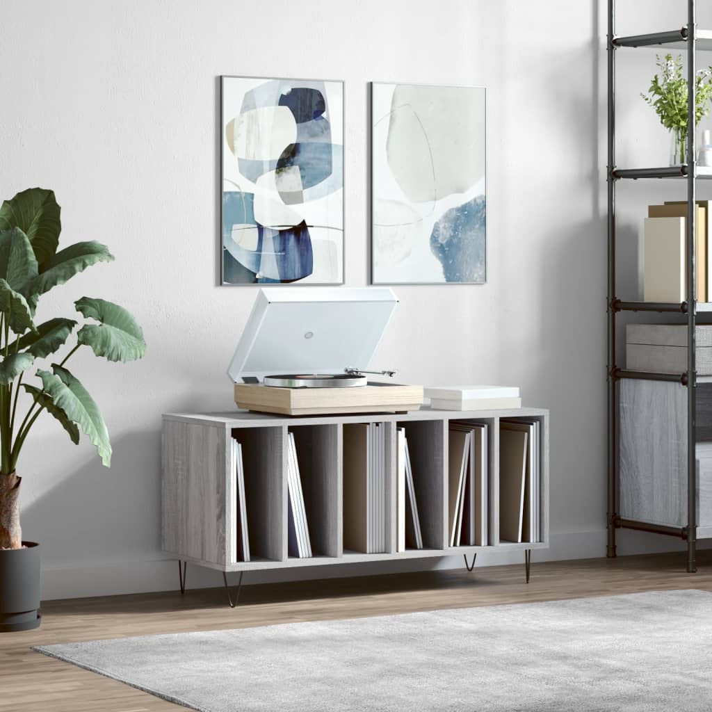vinylskab 100x38x48 cm konstrueret træ grå sonoma-eg