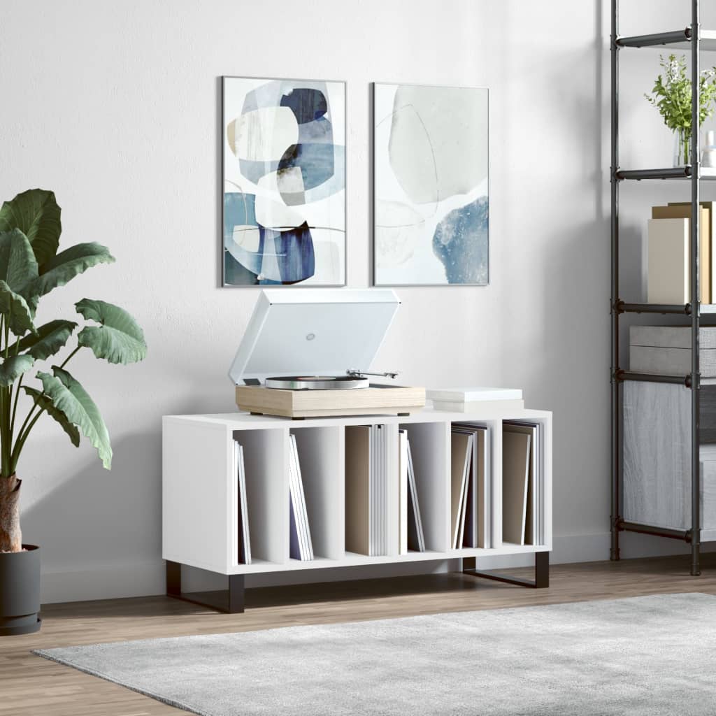 vinylskab 100x38x48 cm konstrueret træ hvid