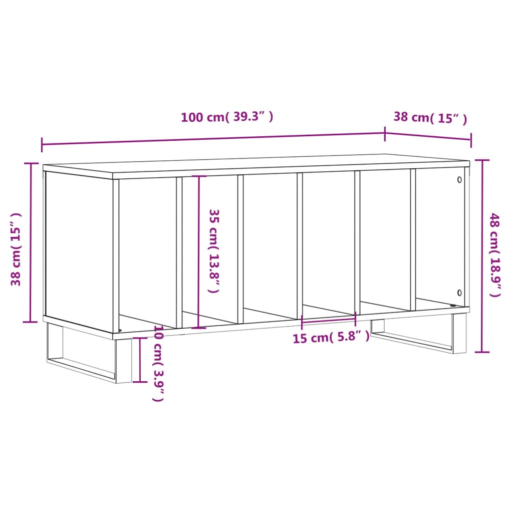 vinylskab 100x38x48 cm konstrueret træ sonoma-eg