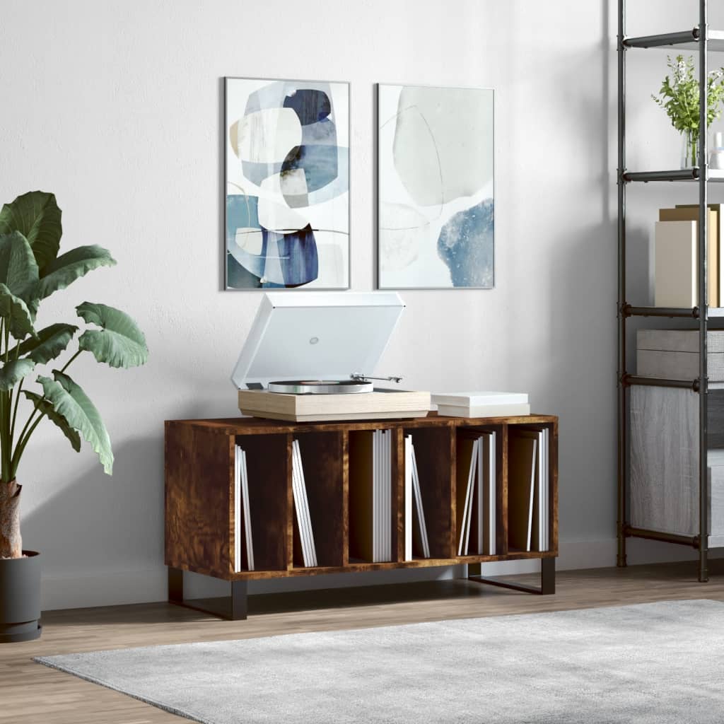 vinylskab 100x38x48 cm konstrueret træ røget egetræsfarve