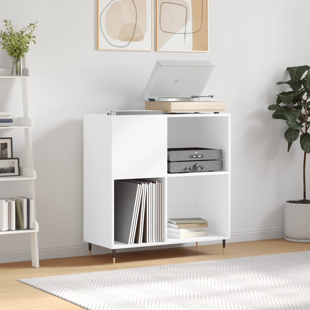 vinylskab 84,5x38x89 cm konstrueret træ hvid