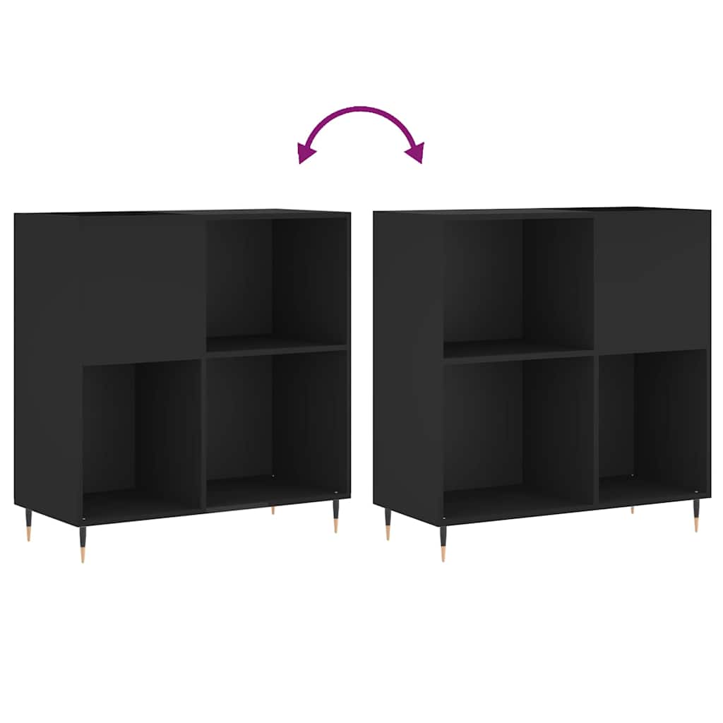 vinylskab 84,5x38x89 cm konstrueret træ sort