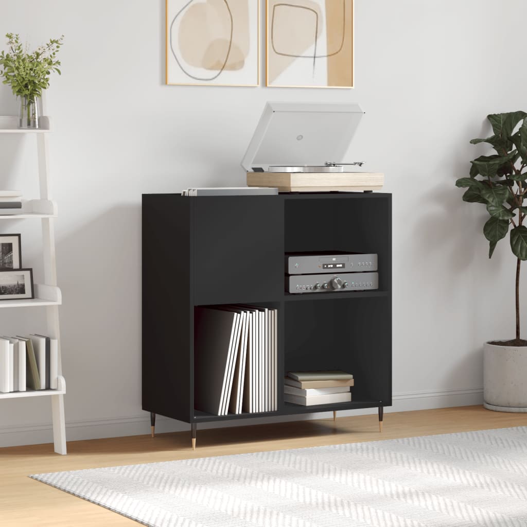 vinylskab 84,5x38x89 cm konstrueret træ sort