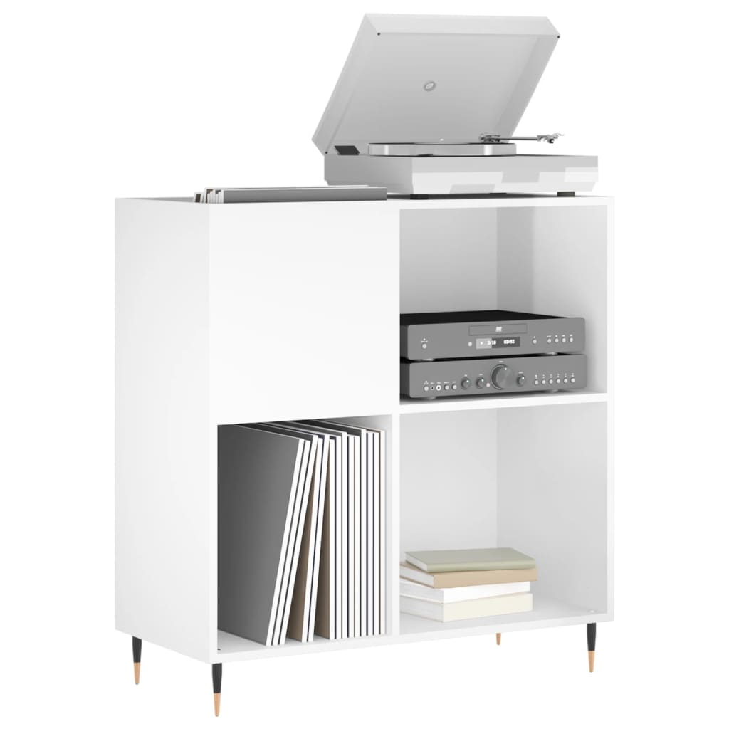 vinylskab 84,5x38x89 cm konstrueret træ hvid højglans