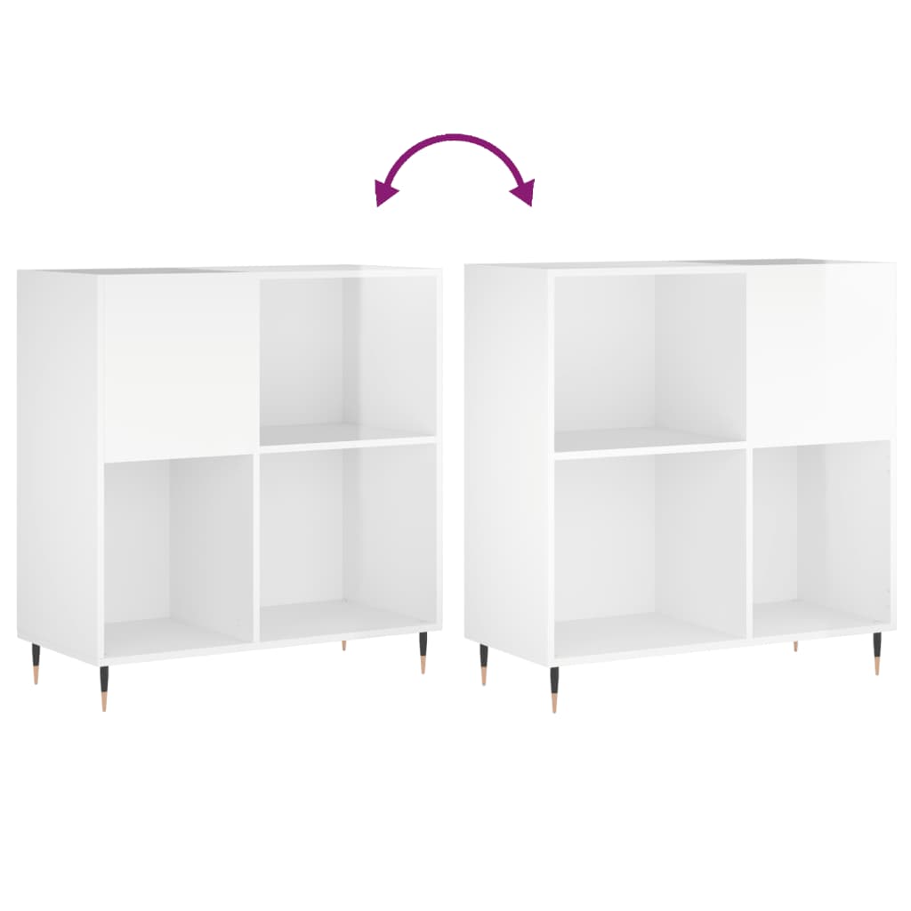 vinylskab 84,5x38x89 cm konstrueret træ hvid højglans