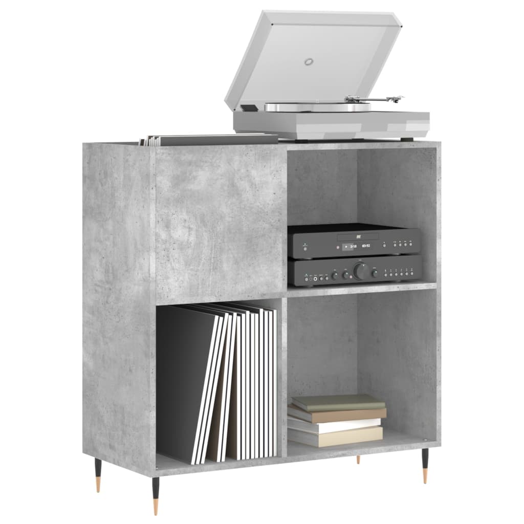 vinylskab 84,5x38x89 cm konstrueret træ betongrå