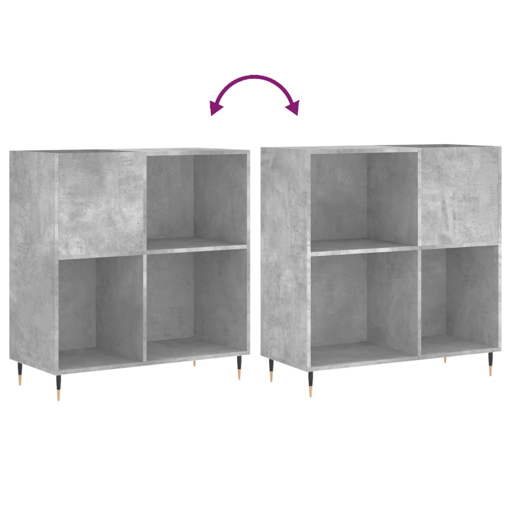 vinylskab 84,5x38x89 cm konstrueret træ betongrå