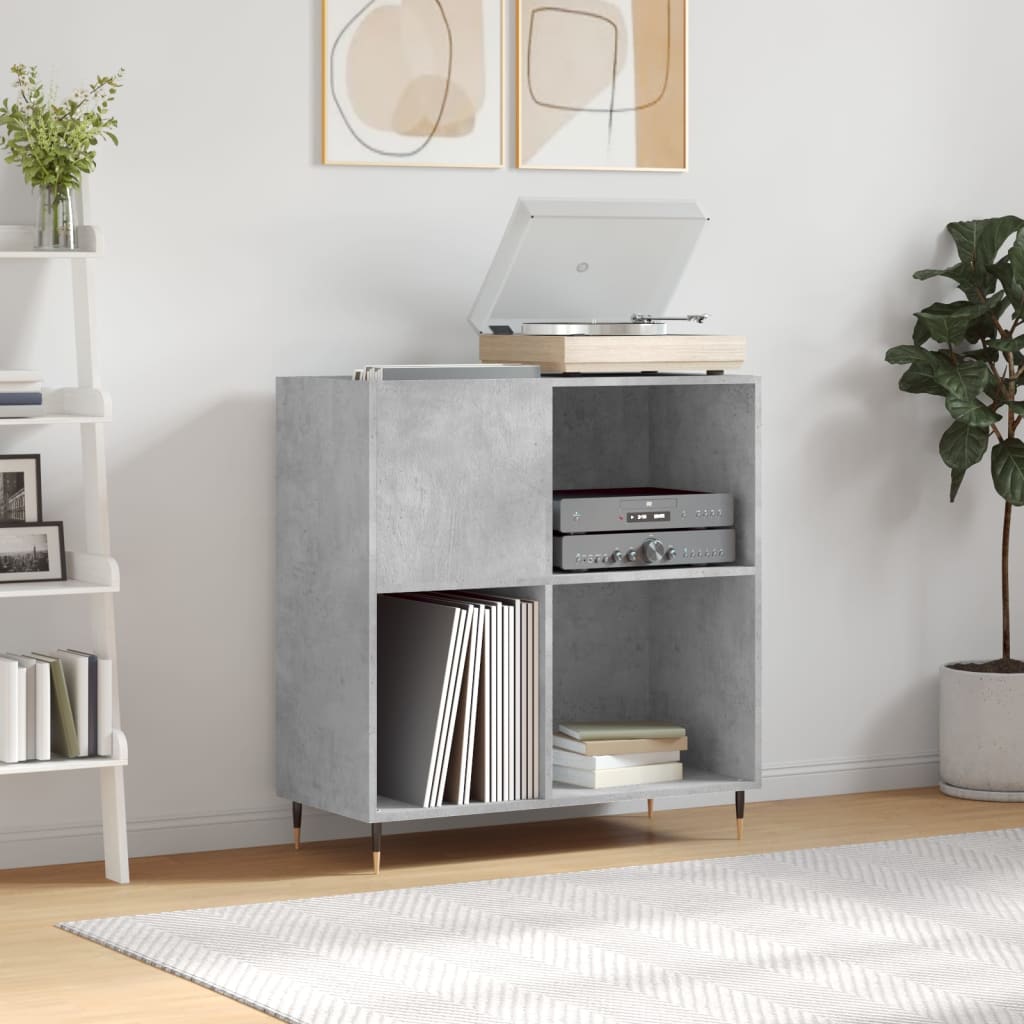 vinylskab 84,5x38x89 cm konstrueret træ betongrå