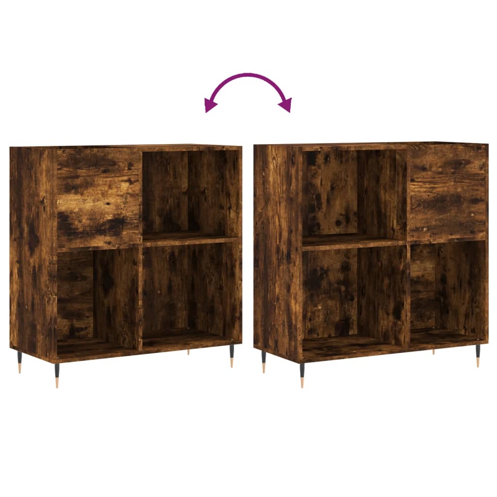 vinylskab 84,5x38x89 cm konstrueret træ røget egetræsfarve