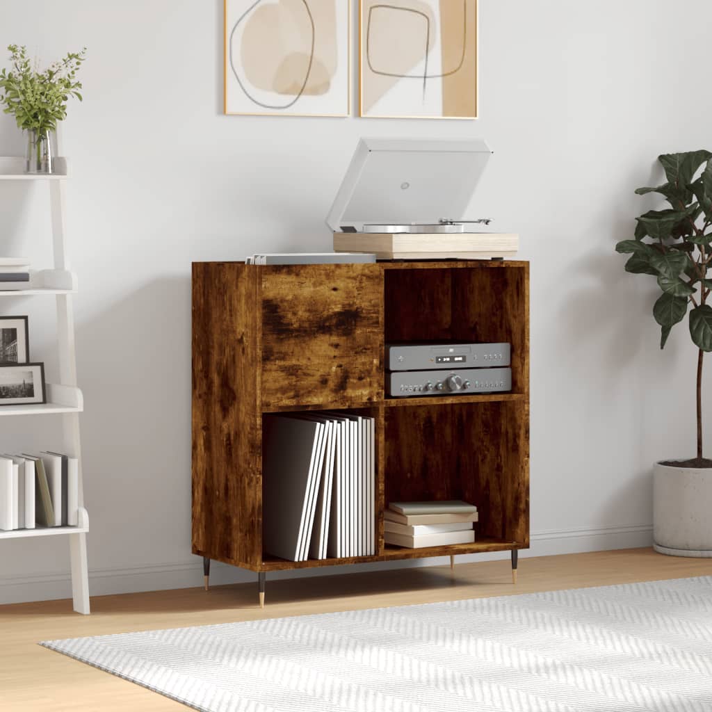 vinylskab 84,5x38x89 cm konstrueret træ røget egetræsfarve